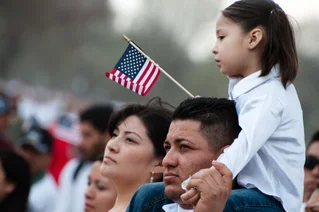 immigration american flag family